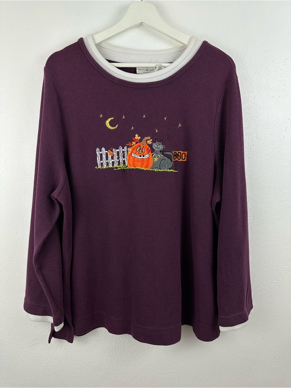 VTG WHITE STAG HALLOWEEN EMBROIDERED PUMPKINS/CAT SWEATSHIRT WOMEN'S SIZE 2X